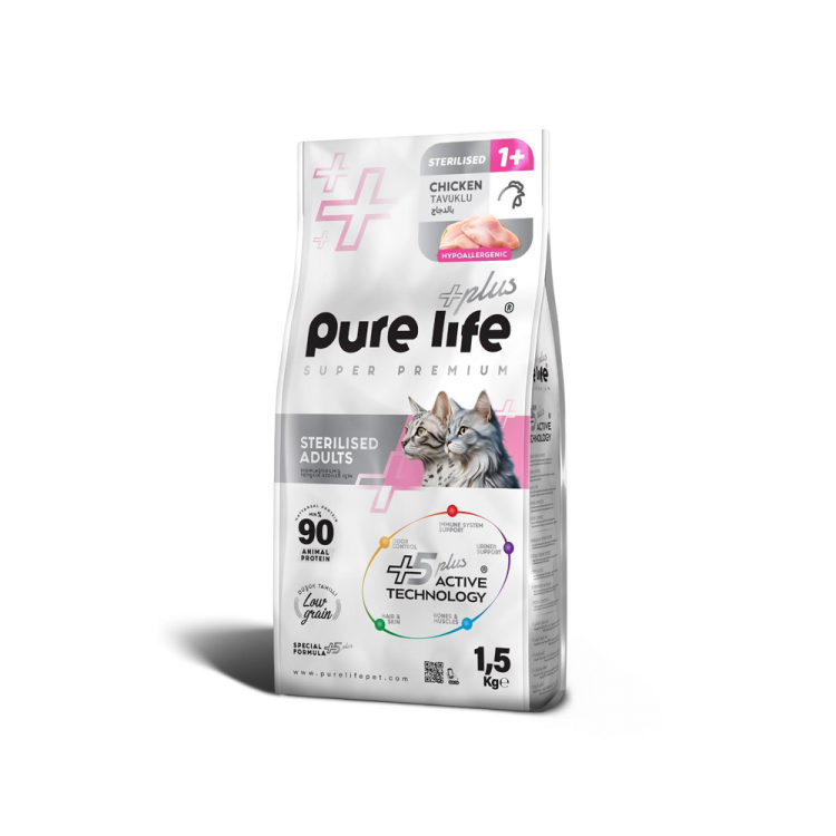 PureLife Plus Tavuklu Kısırlaştırılmış Yetişkin Kedi Maması 1.5 Kg