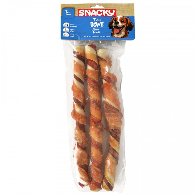 Snacky Çift Renkli Tavuklu Köpek Ödül 3'lü 25 Cm