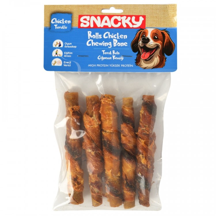 Snacky Füme Tavuk Rulo Köpek Ödül 5'li 7.5 Cm