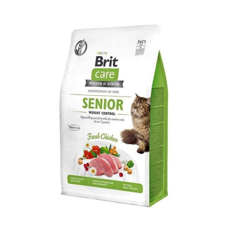 Brit Care Senior Hipoalerjenik Kilo Kontrolü için Tahılsız Tavuklu Yaşlı Kedi Maması 2kg
