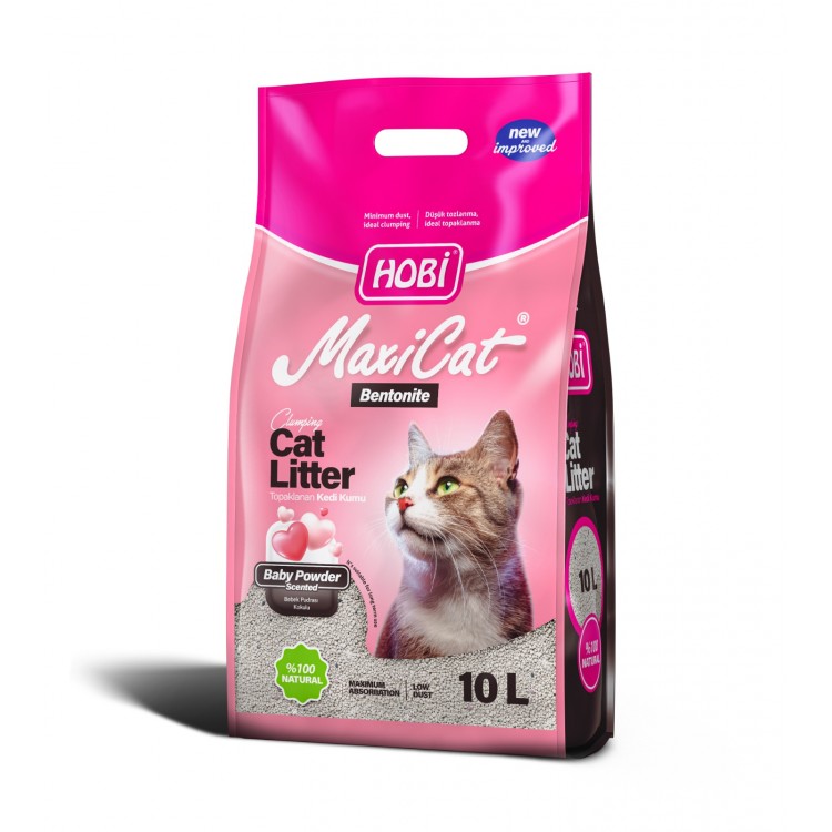 Hobi Maxicat Bebek Pudralı Bentonit Kedi Kumu 10 Litre