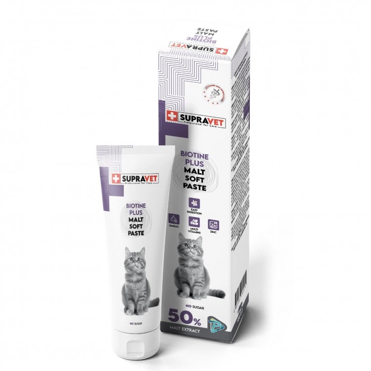 Supravet Biotine Plus Kediler için Tüy Sağlığı Güçlendirici Malt Paste 100gr