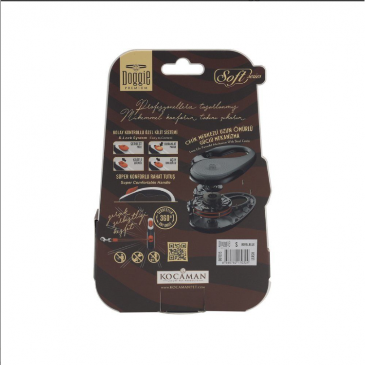 Doggie Soft Serisi Otomatik Uzatma Tasması S-15kg-5mt - Lacivert